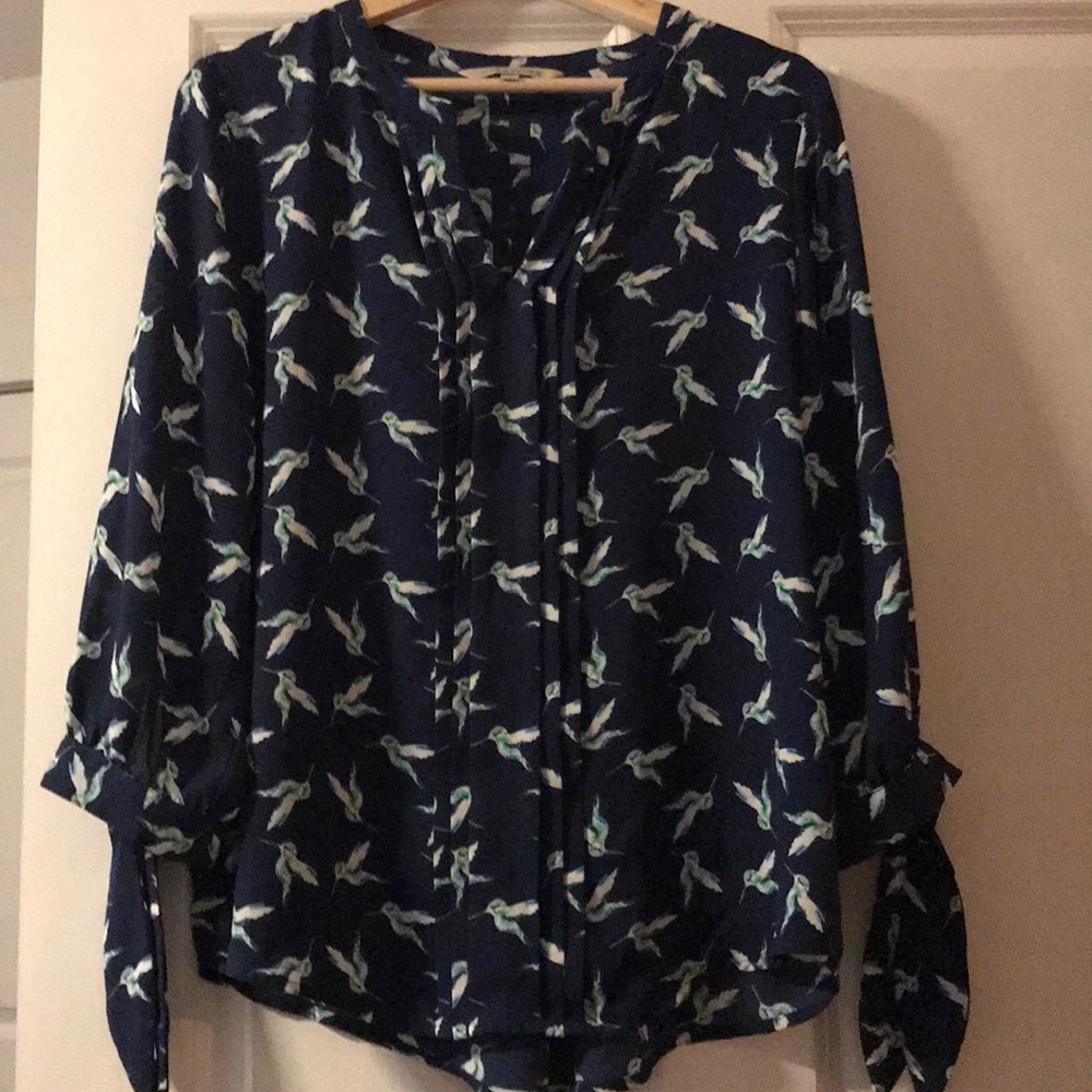 41 Hawthorn Navy Blue Bird Blouse L